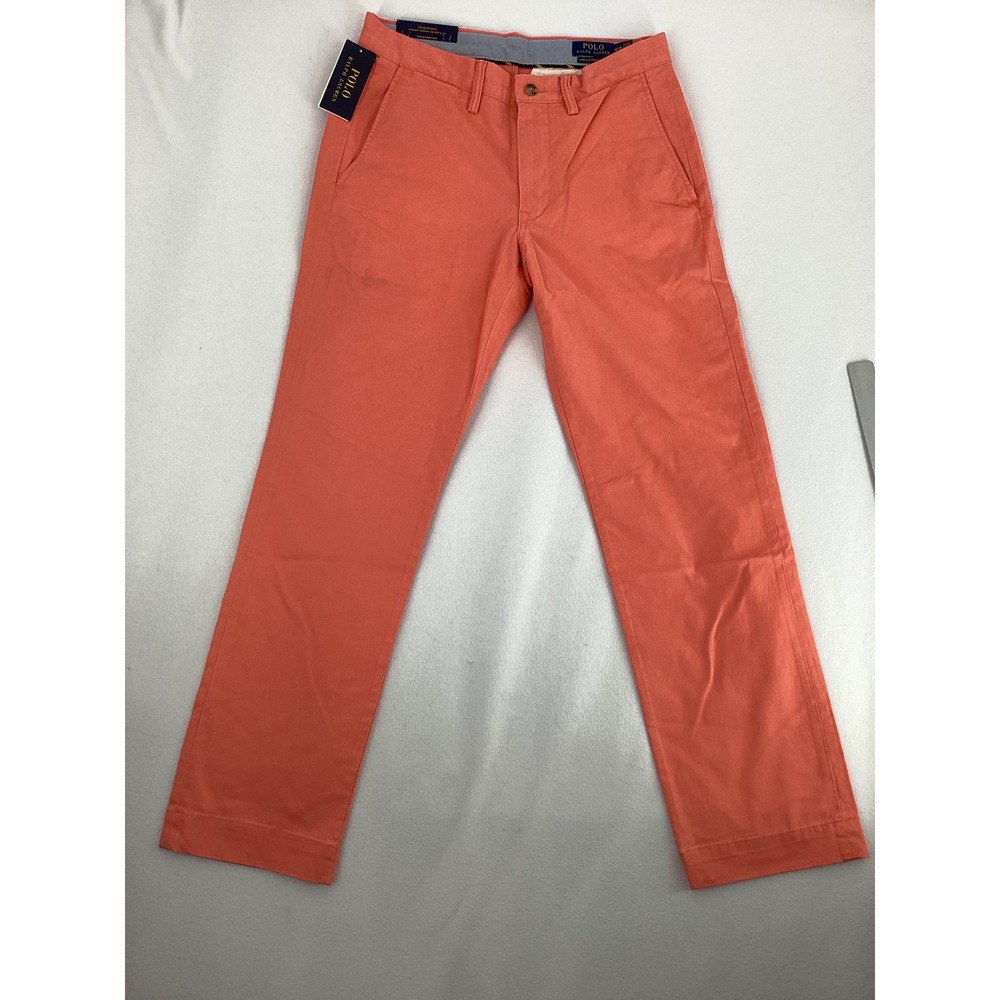Polo Ralph Lauren Mens Stretch Straight Fit Chino Pants Coral Orange 30x30 NEW